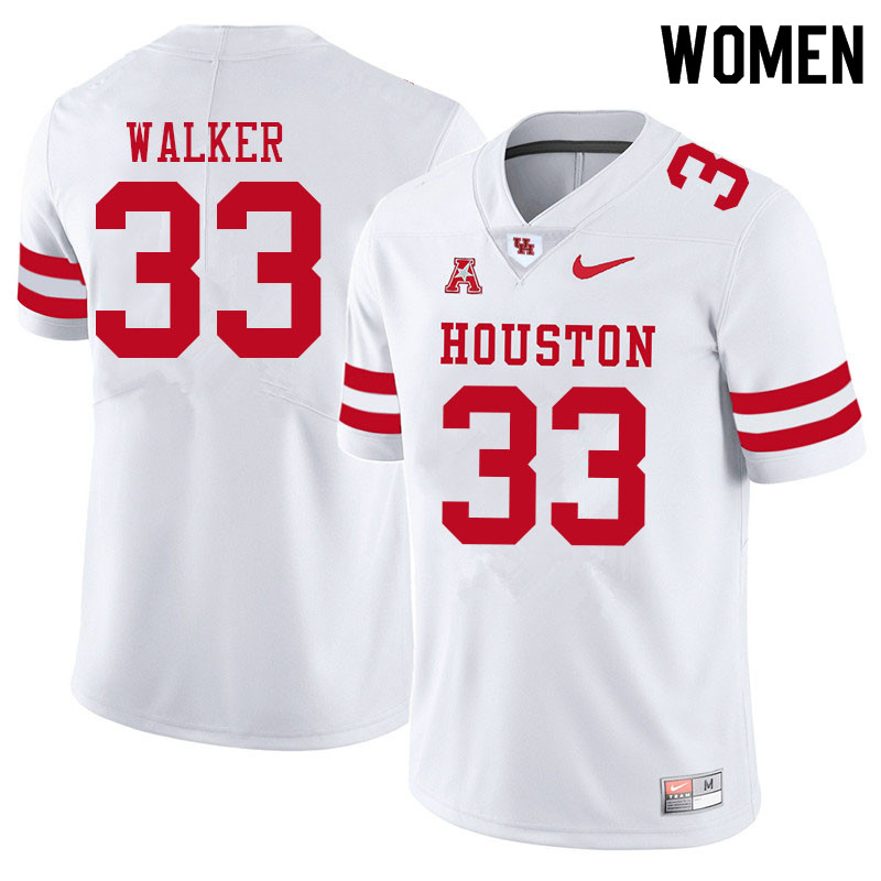 Women #33 Cash Walker Houston Cougars College Football Jerseys Sale-White - Click Image to Close